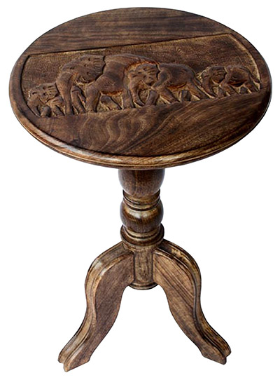 Mango Wood Elephant Design Wine Table